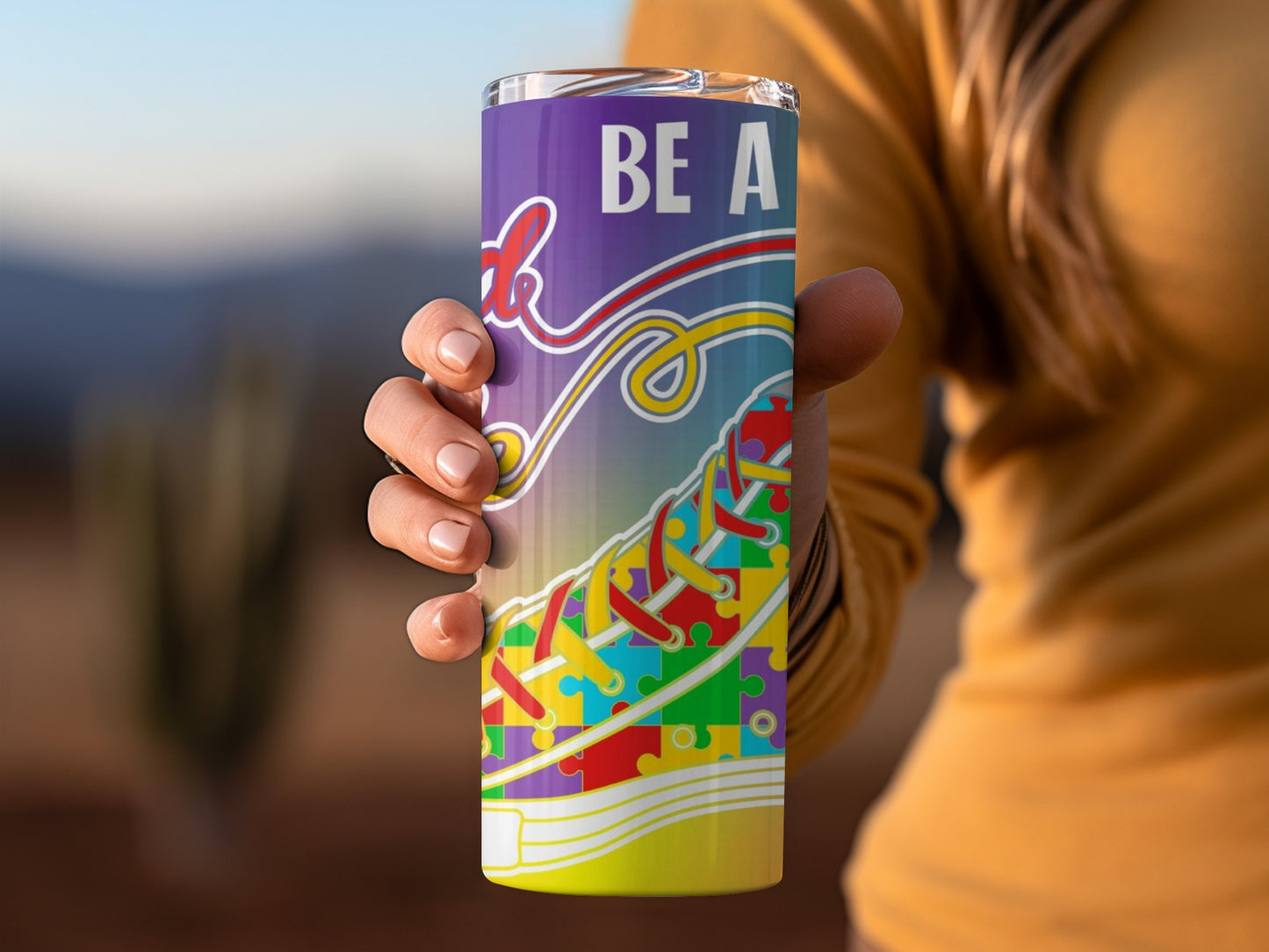 Be A Kick Rainbow Puzzle Design Tumbler Cup