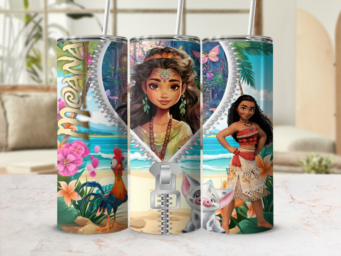 Colorful Tropical Island Themed Insulated Tumbler