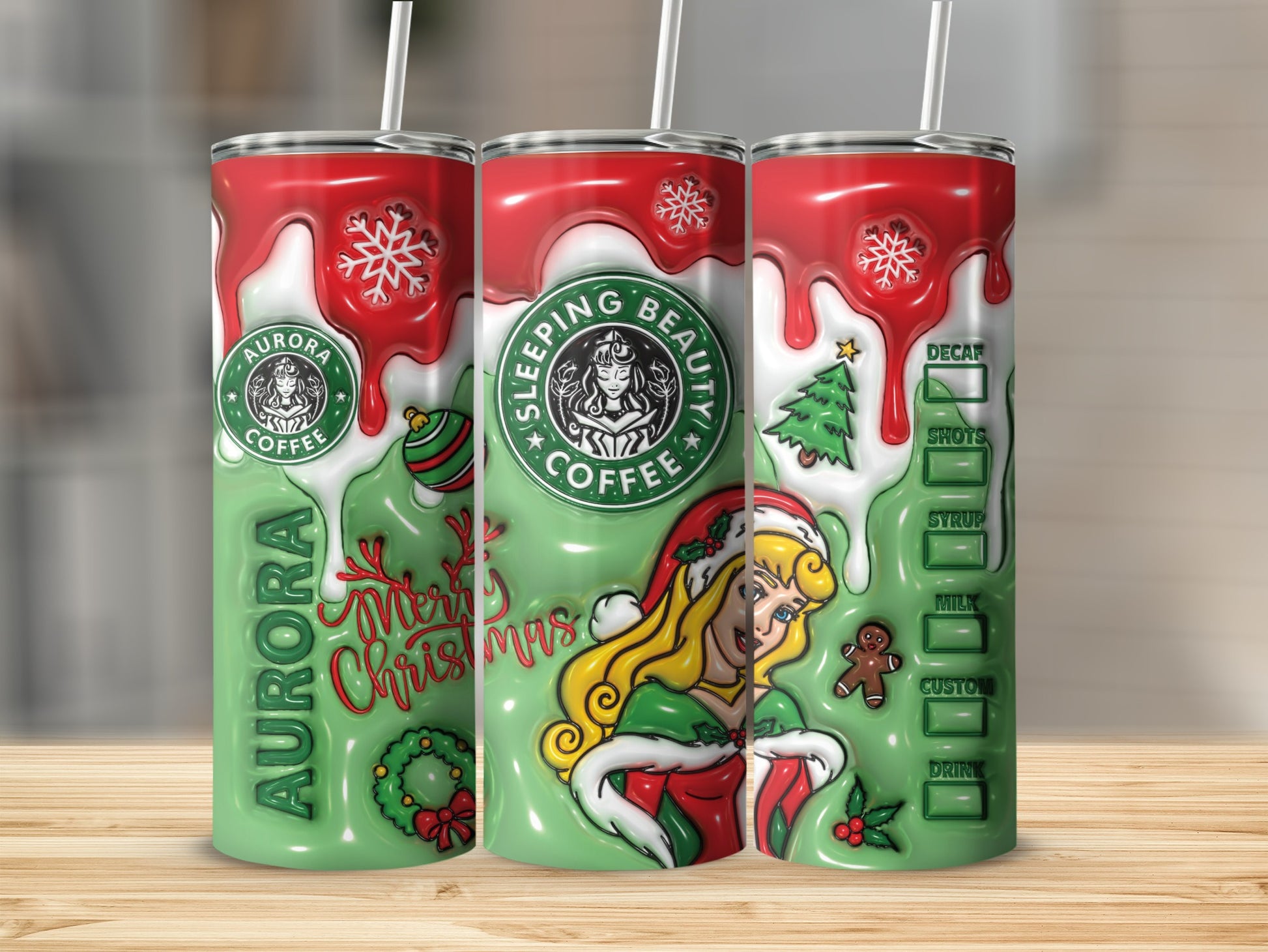 Merry Christmas Aurora Sleeping Beauty Tumbler