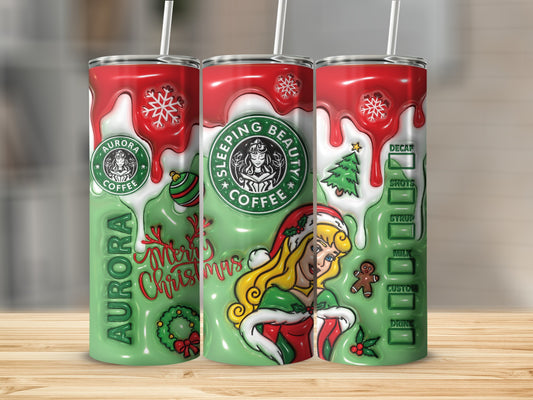 Merry Christmas Aurora Sleeping Beauty Tumbler