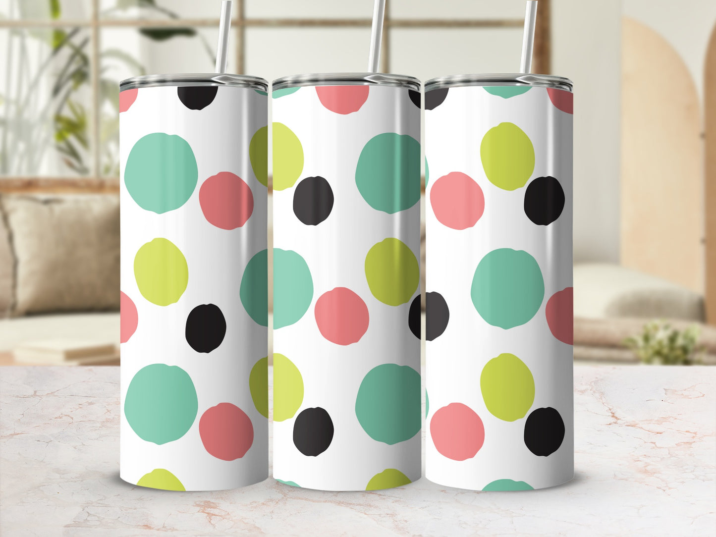 Colorful Polka Dot Pattern Insulated Tumbler Cup