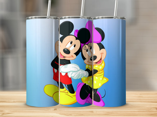 Minnie and Mickey Mouse Blue Background Tumbler