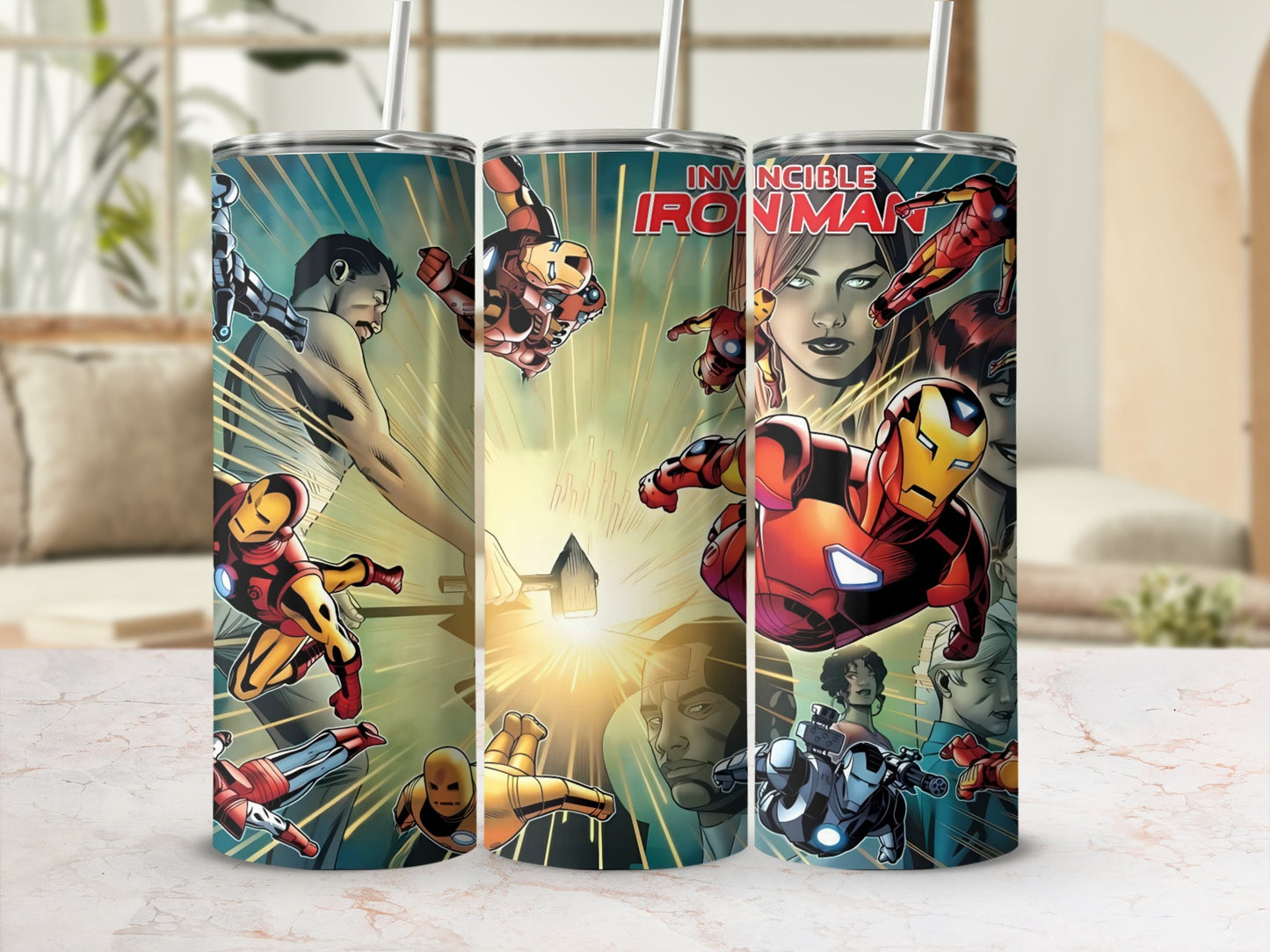 Invincible Iron Man Comic Design Stainless Steel Tumbler