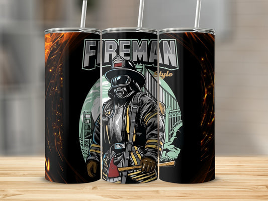 Fireman Style Artwork on Premium Stainless Steel Tumbler
