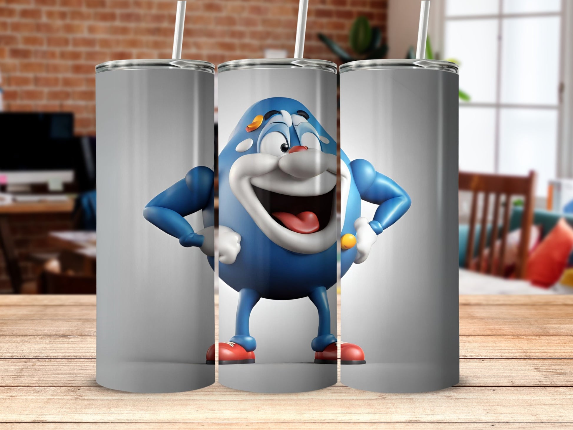 Funny Colorful Cartoon Character Skinny Tumbler