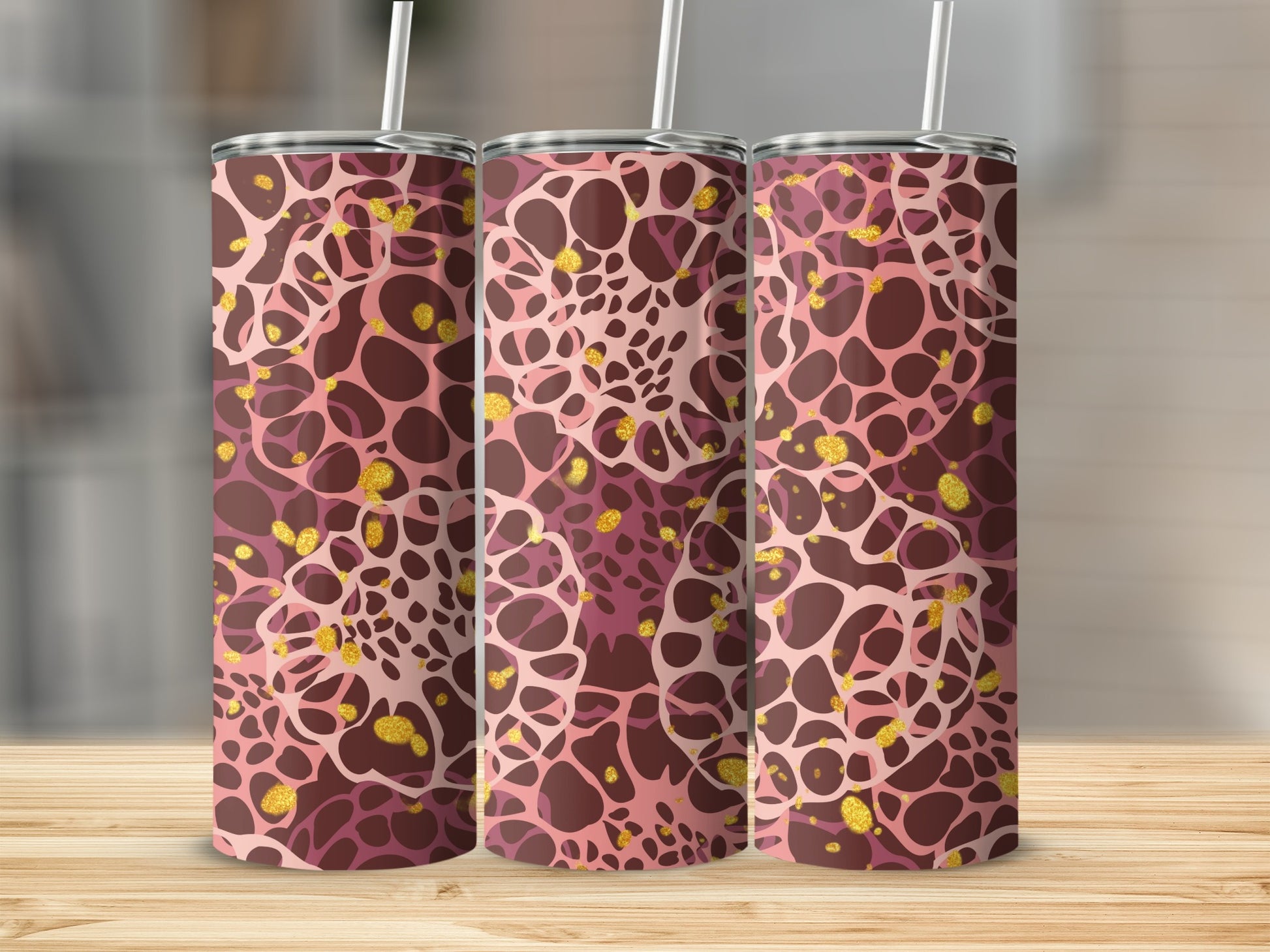 Abstract Pink and Brown Pattern Insulated Tumbler