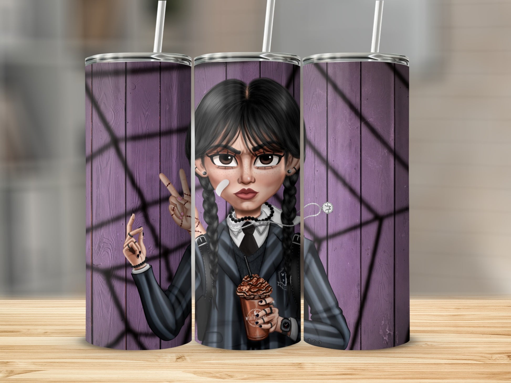 Character with Braided Hair Design Tumbler Cup
