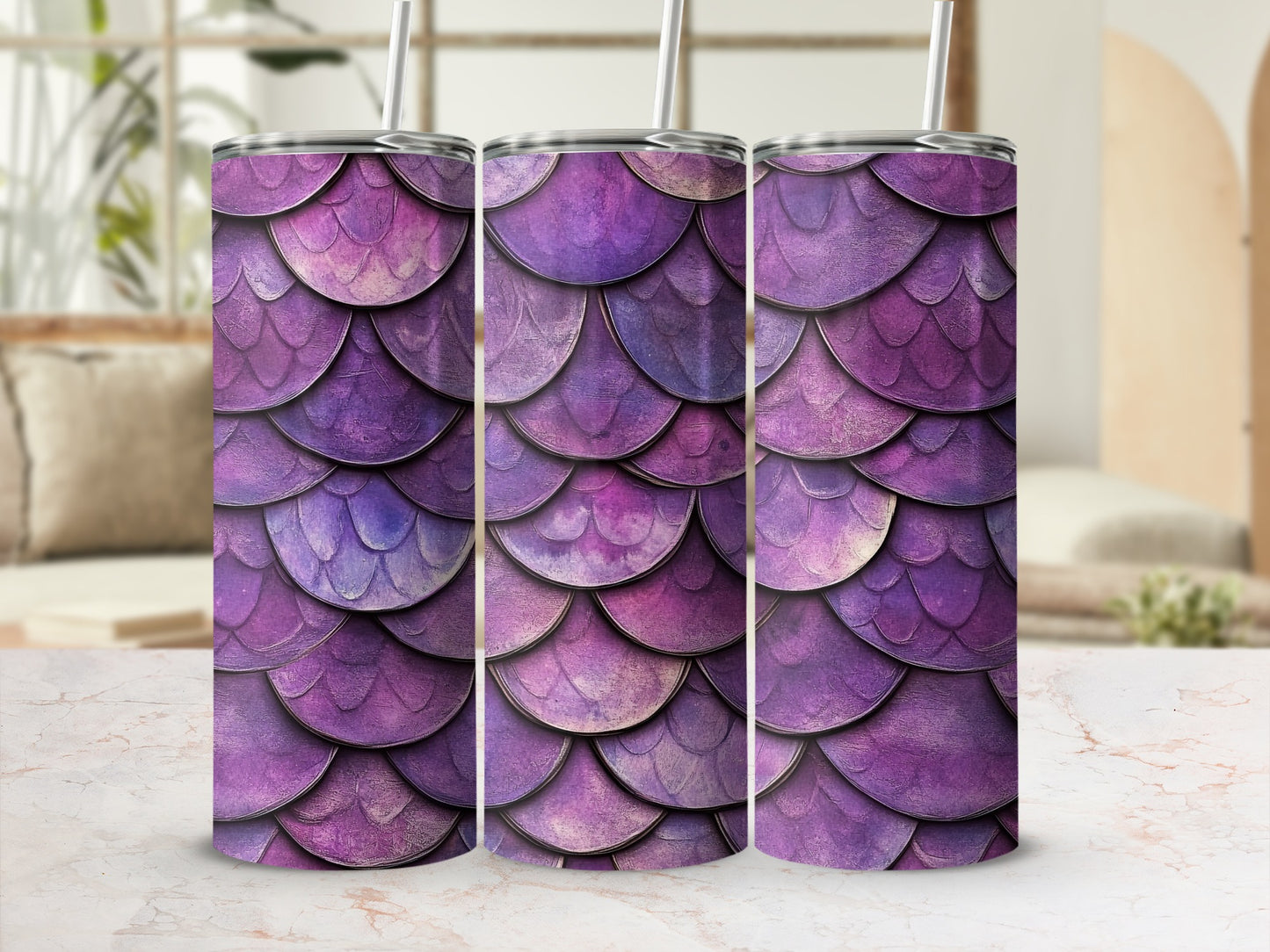 Mystical Purple Scales Design Pattern Great On Tumblers