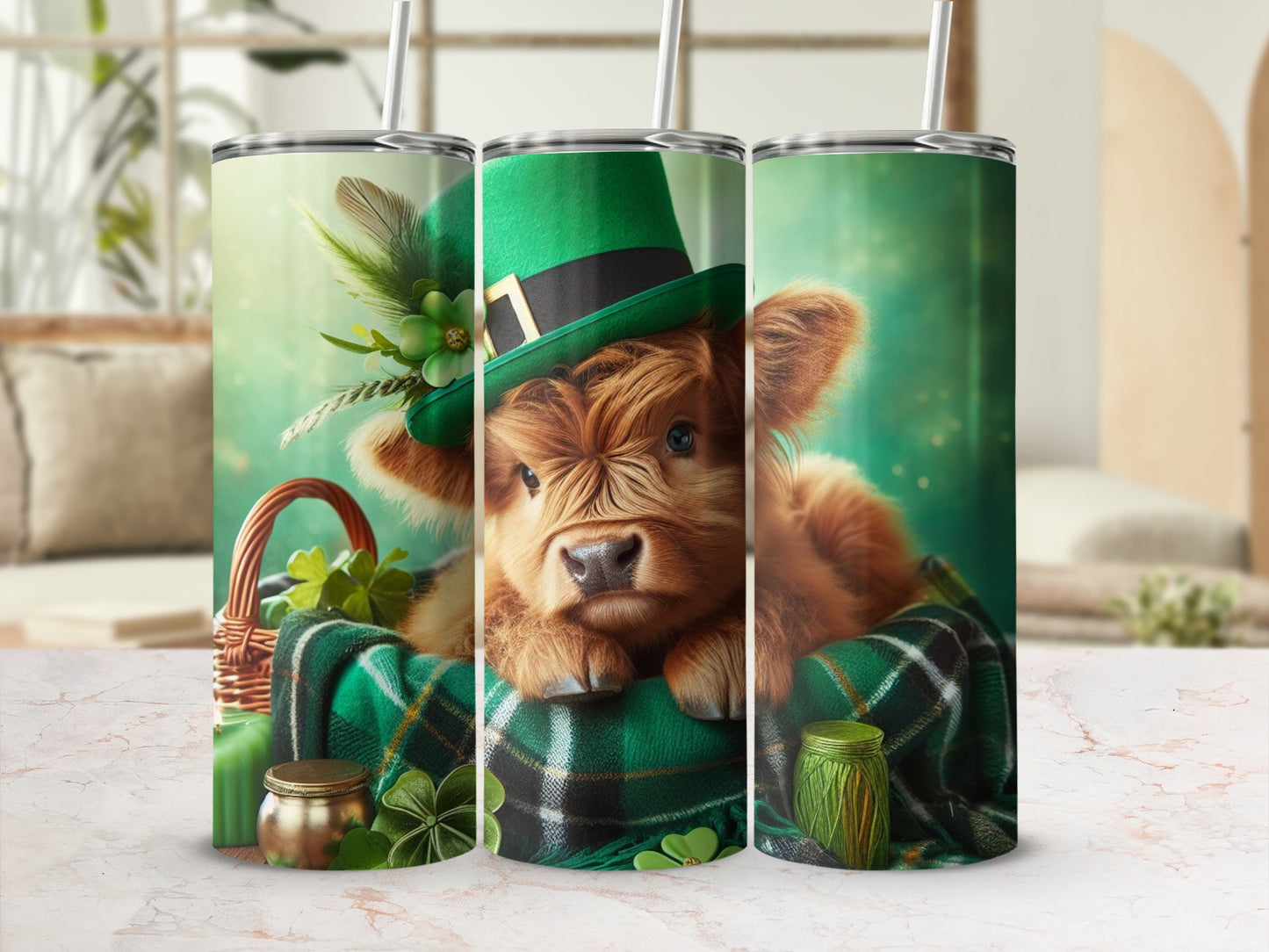 St. Patrick's Day Highland Cow Tumbler Product