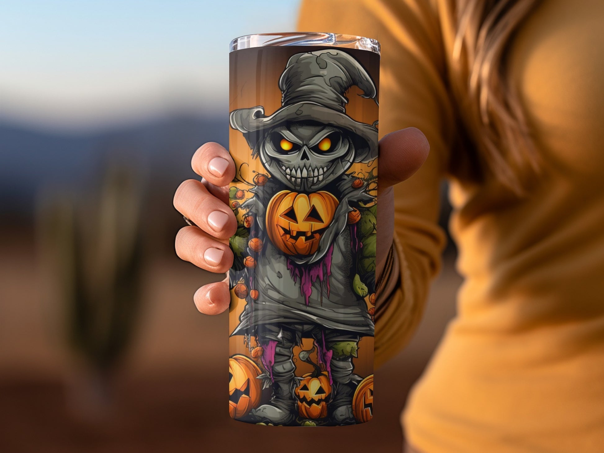 Halloween Scarecrow with Pumpkins Tumbler product