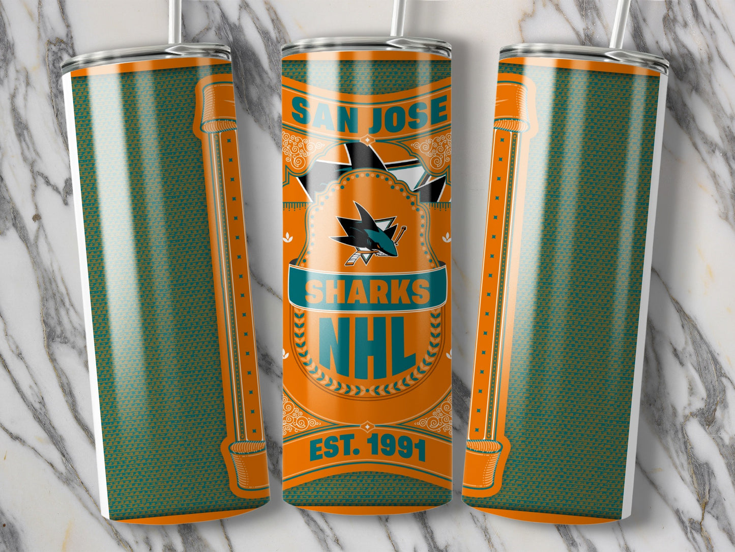San Jose Sharks NHL Established 1991 Distressed Style Tumbler