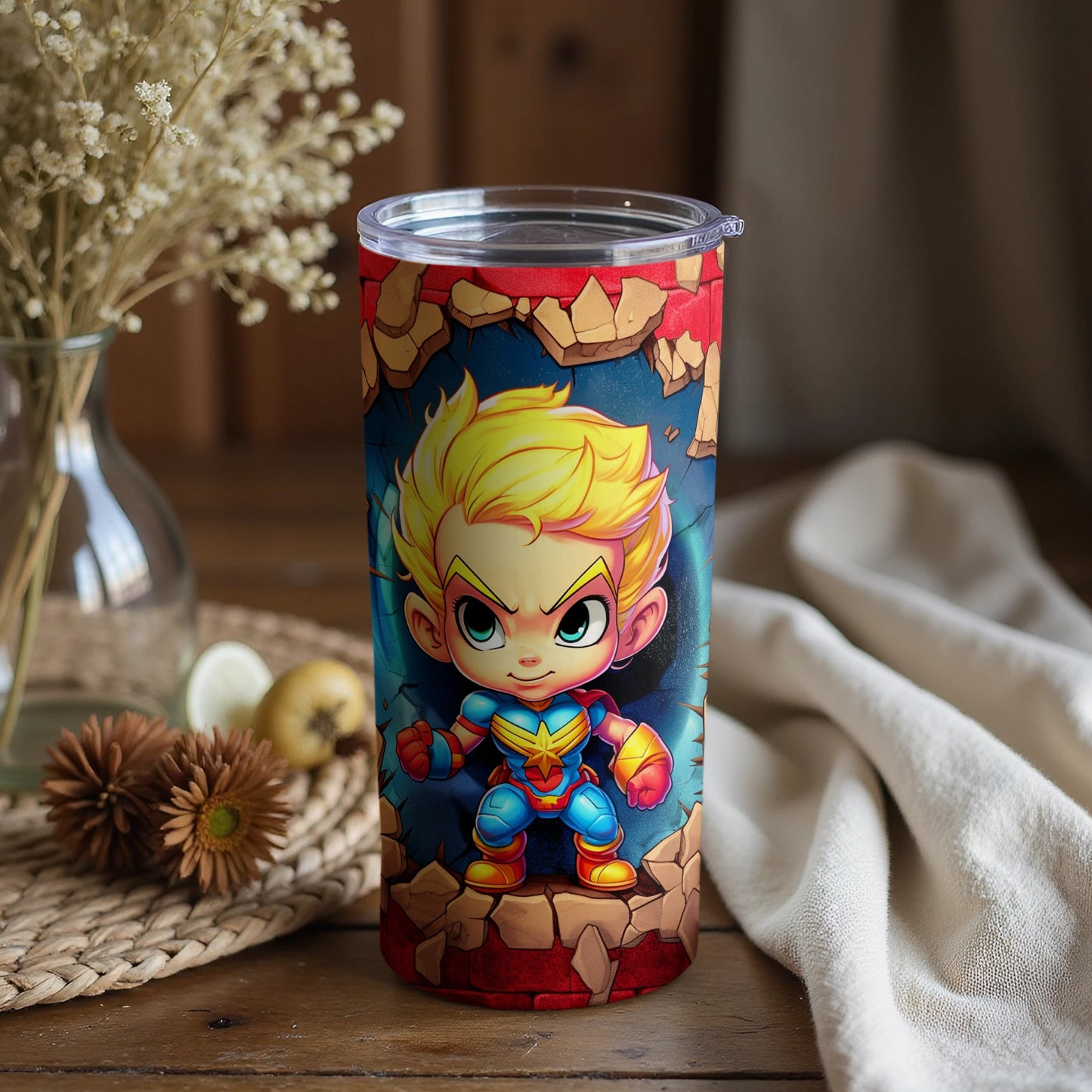 Animated Superhero Design Insulated Tumbler
