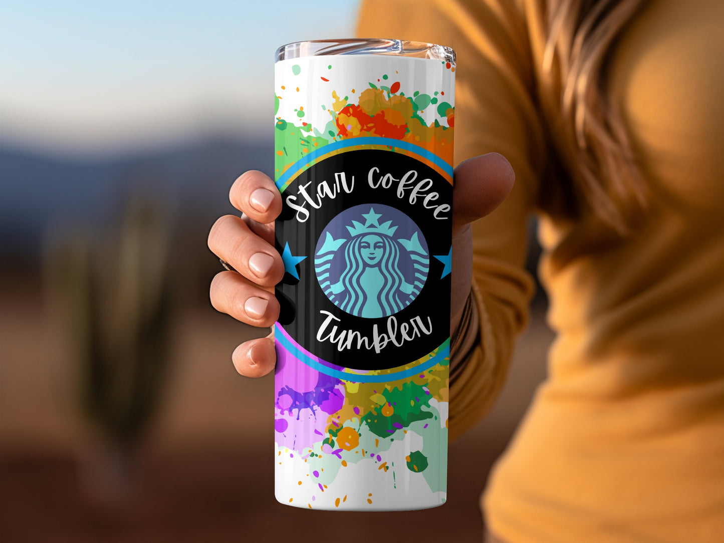 Colorful Splash Star Coffee Tumbler Travel Mug