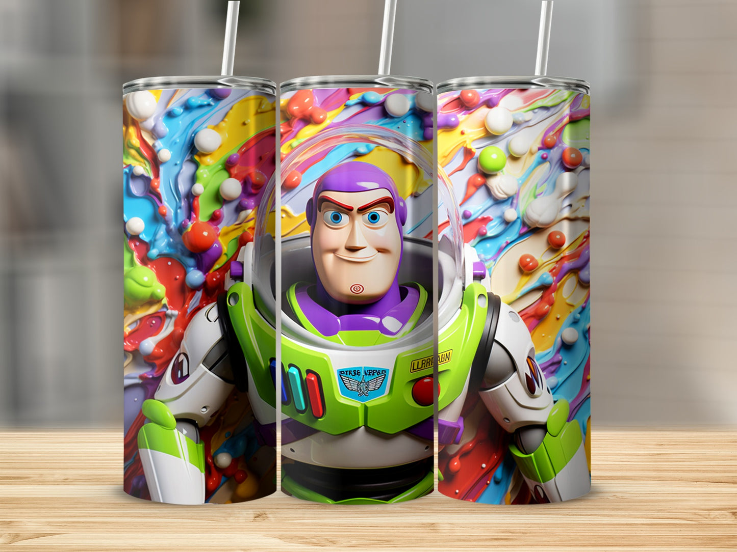 Buzz Lightyear Colorful Swirl Design Tumbler Cup