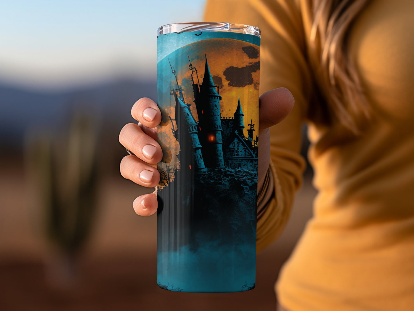 Spooky Haunted Castle Halloween Tumbler Cup