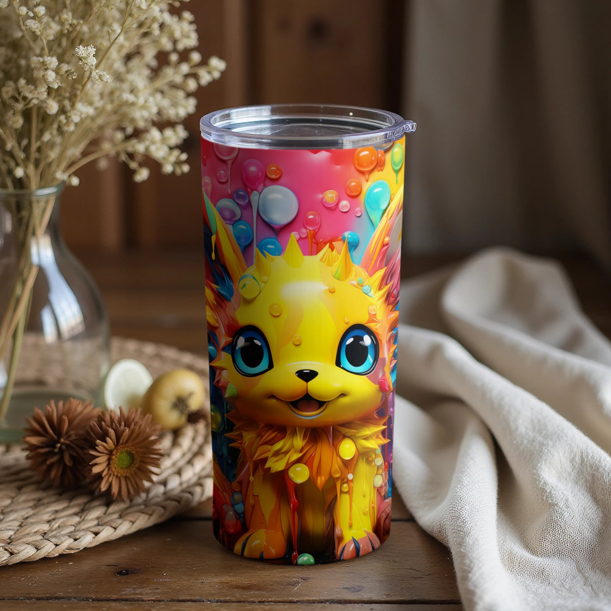 Vibrant Bubble Covered Cute Creature Tumbler