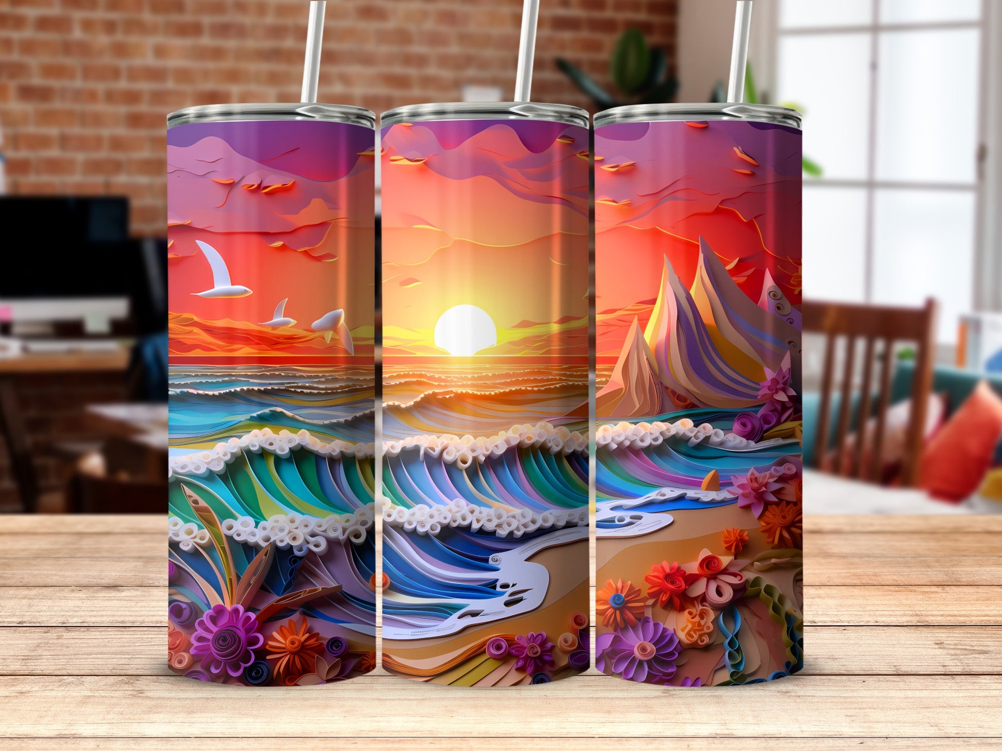 Vibrant Layered Sunset Ocean Beach Art Tumbler product type
Sunset Tumbler
Ocean Design
Beach Art
Quilled Style
Layered Look
Vibrant Colors
Seagull Birds
Coastal Scene
Wave Pattern
Artistic Drinkware
Nature Inspired
Papercraft Aesthetic
Mountain Landscape
Colorful Tumbler
Summer Vibes
Drinkware Gift
Unique Tumbler
Scenic View
Quilling Ocean
Sunset Beach