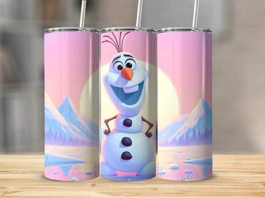 Adorable Character Scene Tumbler with Pink Background