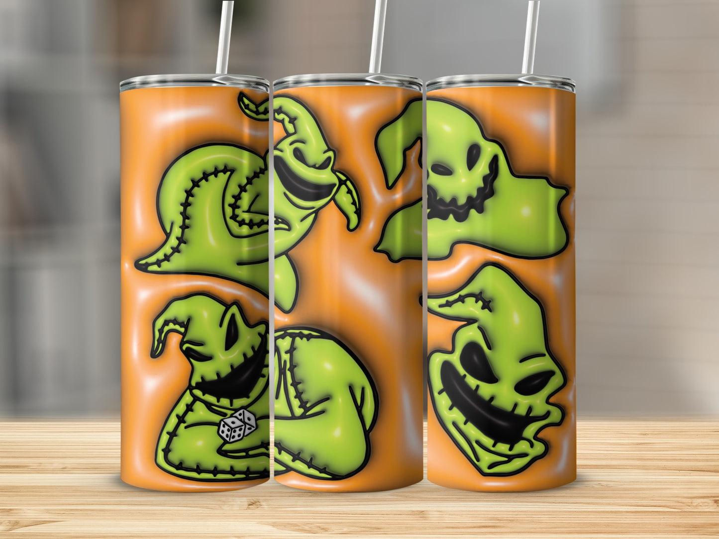 Spooky Green Animated Ghosts Themed Tumbler Product