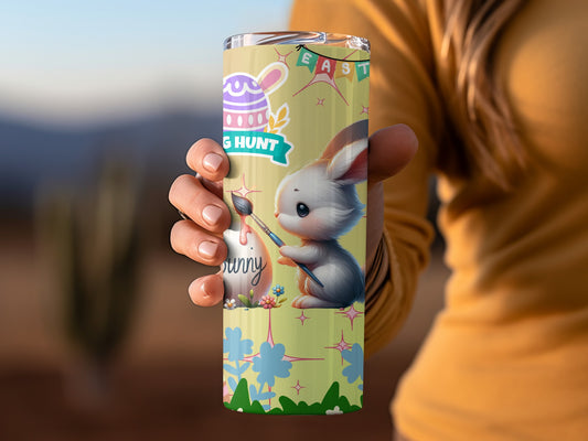 Adorable Easter Bunny Painting Egg Tumbler Cup