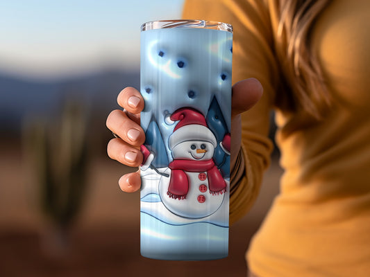 Festive Snowman Design Insulated Tumbler Cup