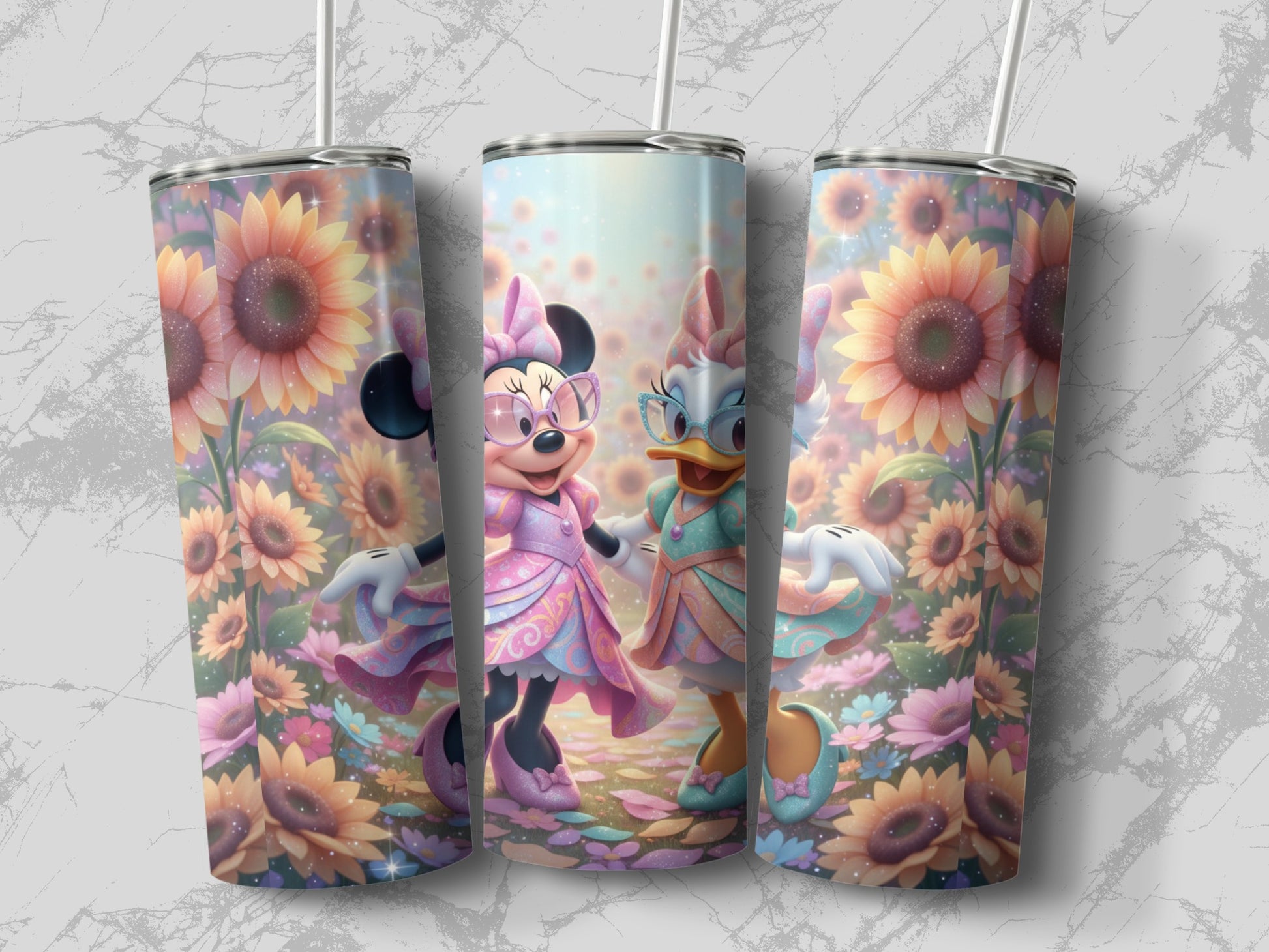 Minnie and Daisy Sunflower Artwork Insulated Tumbler