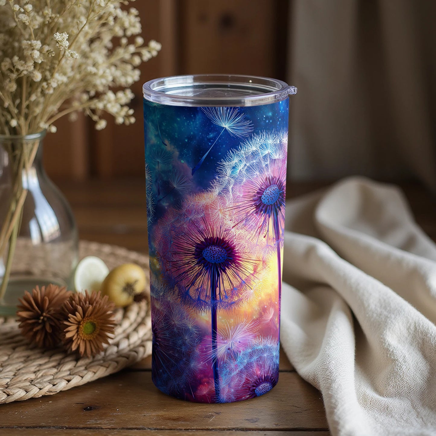 Vibrant Dandelion Night Sky Tumbler for Daily Use
