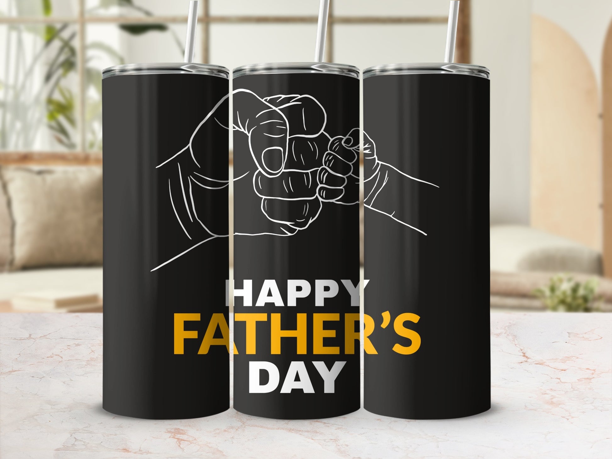 Happy Father's Day Black and White Graphic Tumbler