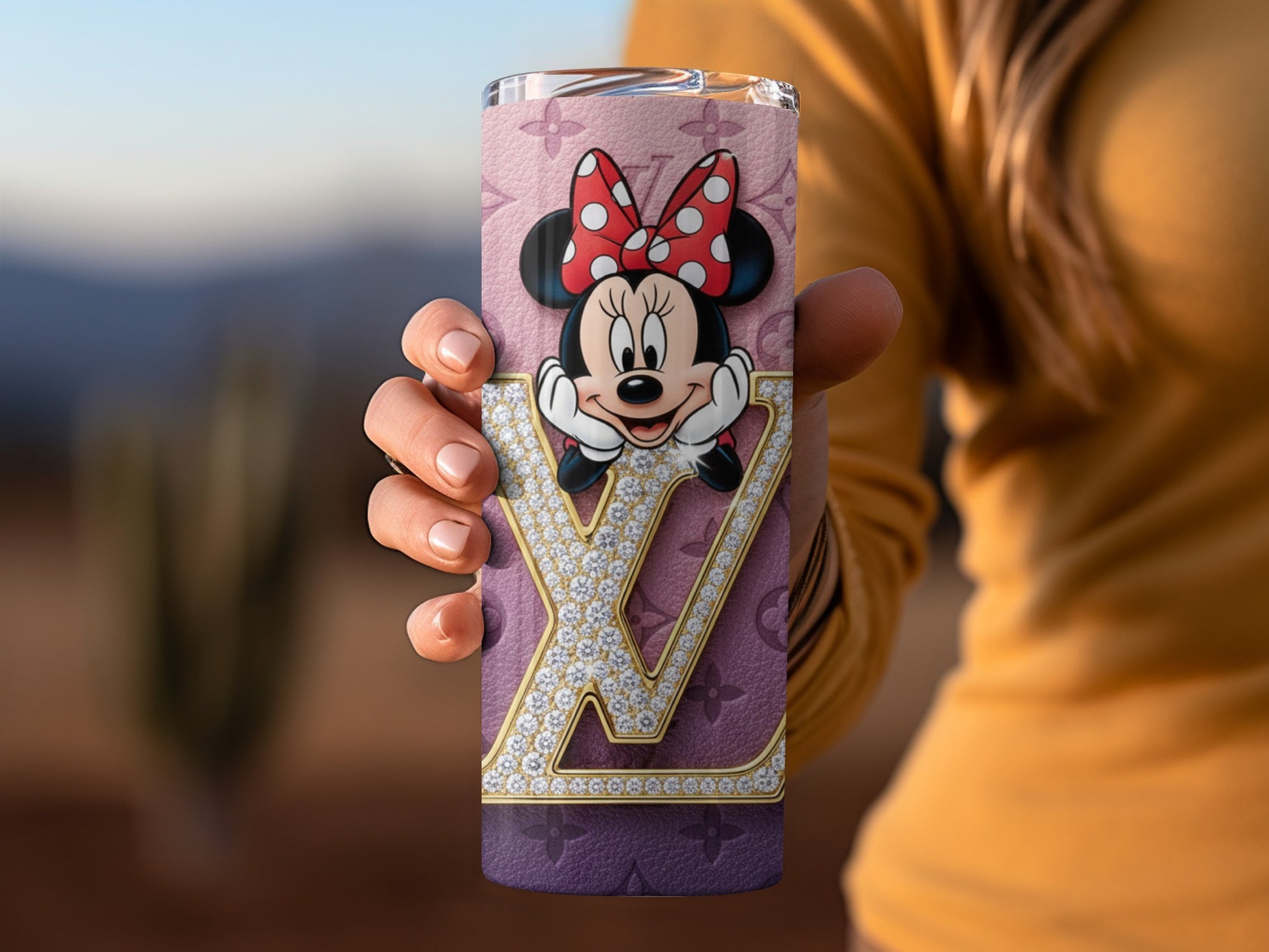 Minnie Mouse and Luxury Initial Design Tumbler