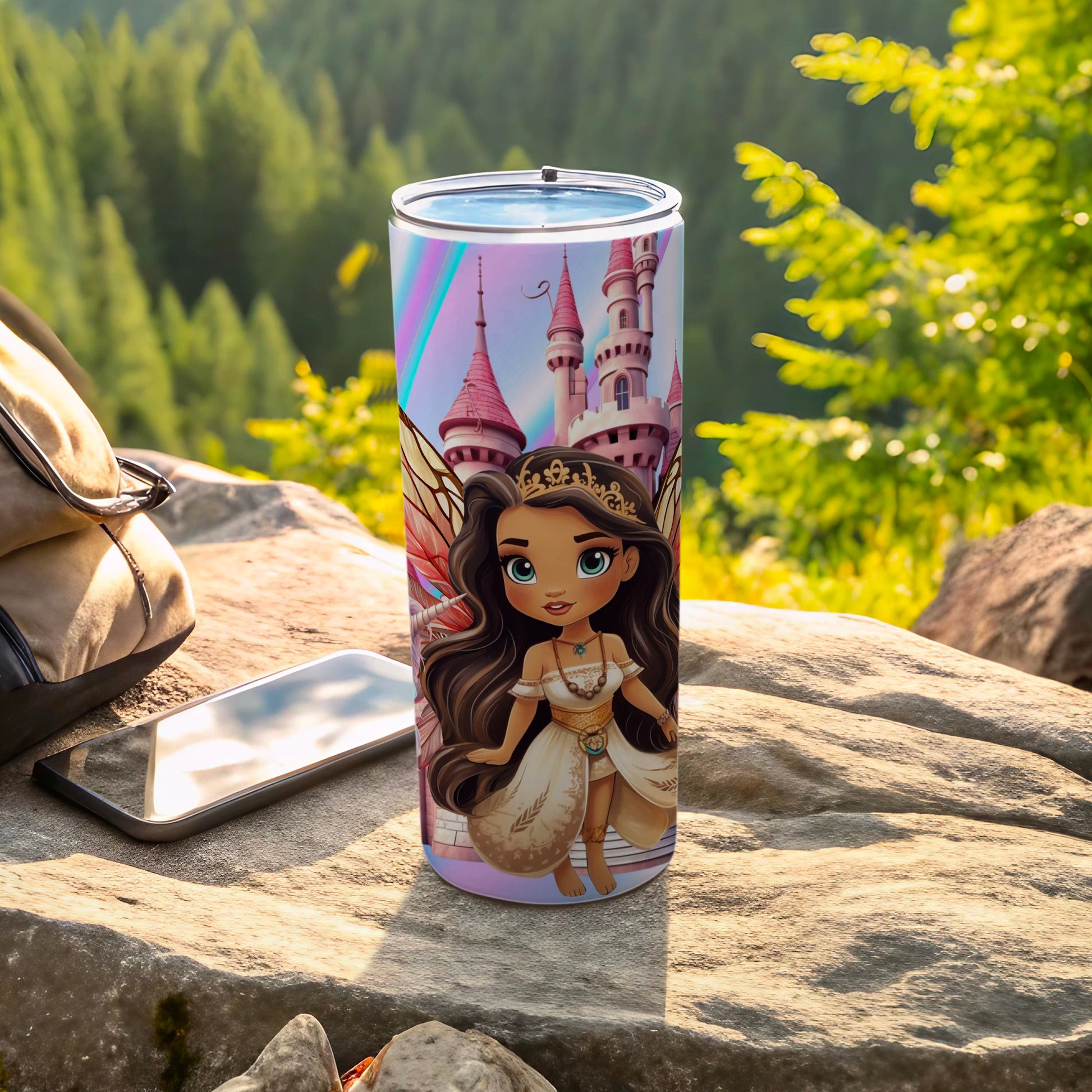 Princess Castle with Fairy Art on Outdoor Landscape Tumbler