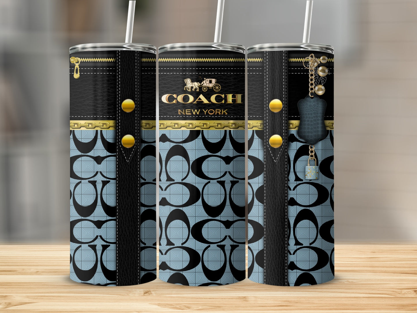 Coach New York Black and Blue Designer Tumbler