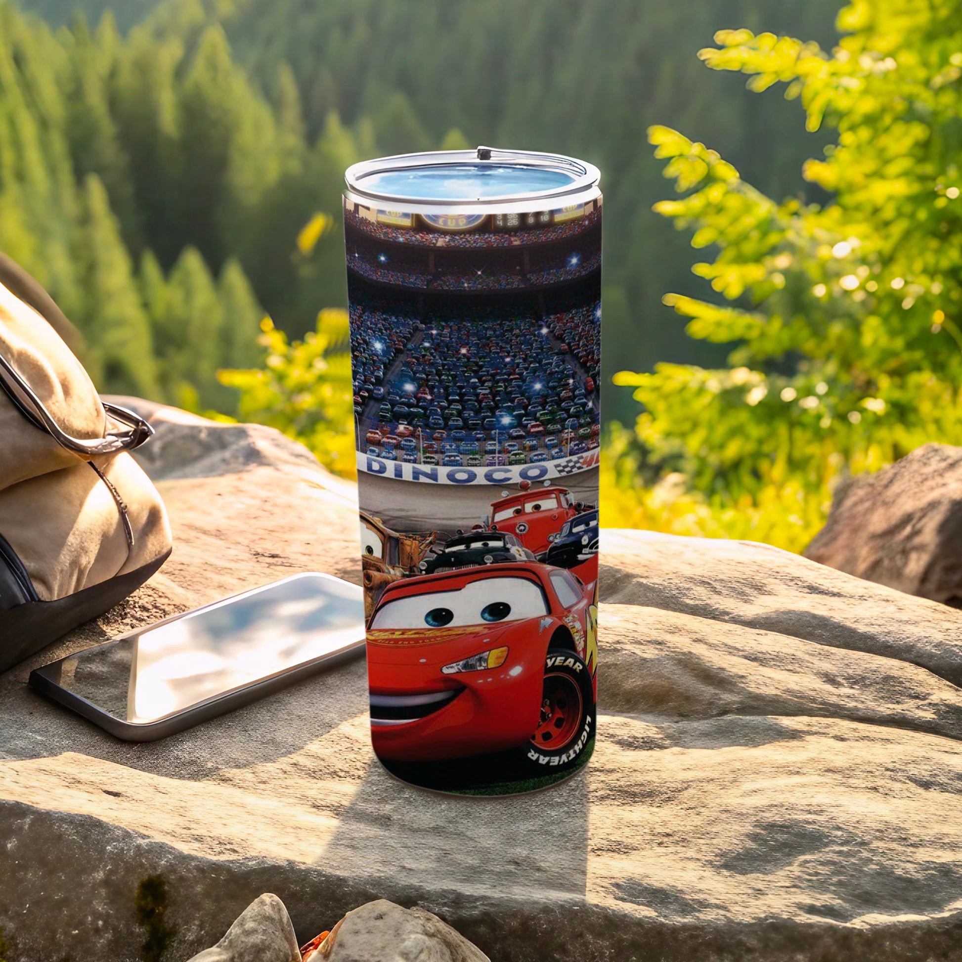 Lightning McQueen and Dinoco Cars Design Tumbler product