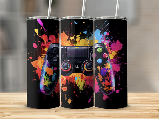 Color Splash Gaming Controller Design Tumbler Cups