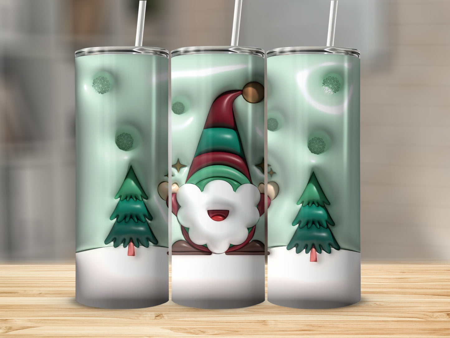 Festive Gnome and Christmas Tree Design Tumbler Product