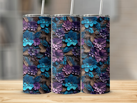 Vibrant Blue and Purple Floral Tumbler product