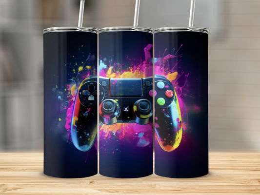 Vibrant Gaming Controller Art Tumbler for Gamers