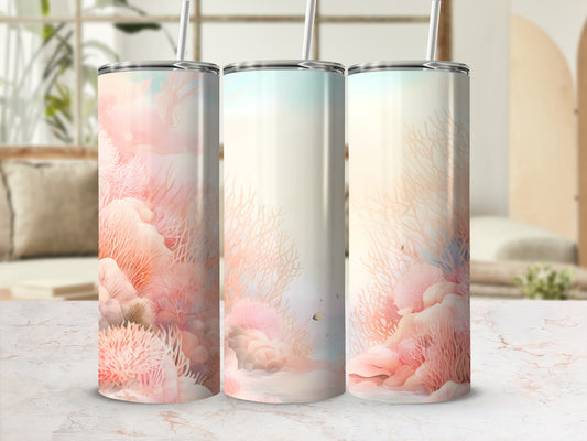 Pink Peach Blue Coral Reef Ocean Scene Tumbler product type