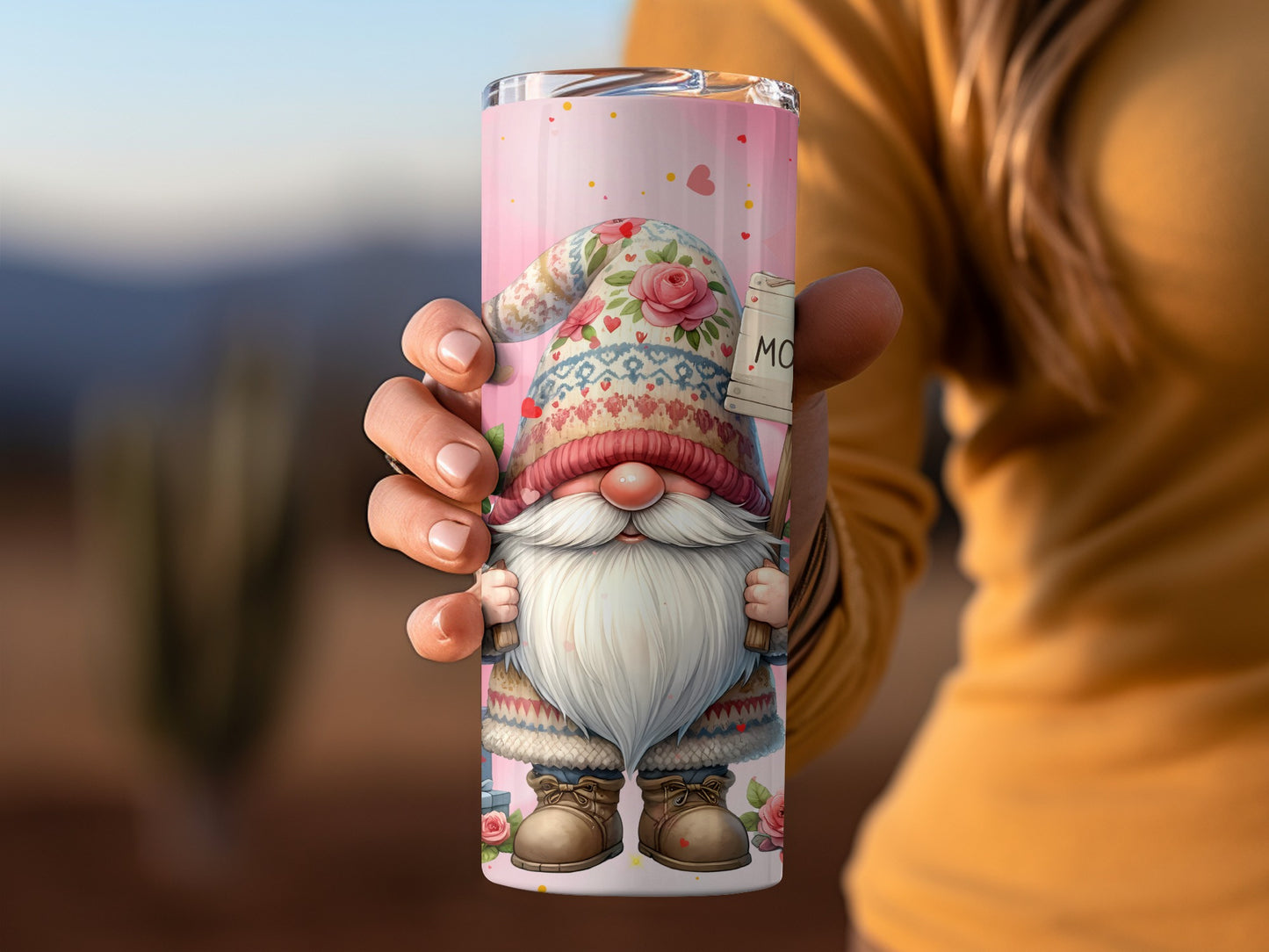 Cute Gnome Design Insulated Travel Tumbler Cup