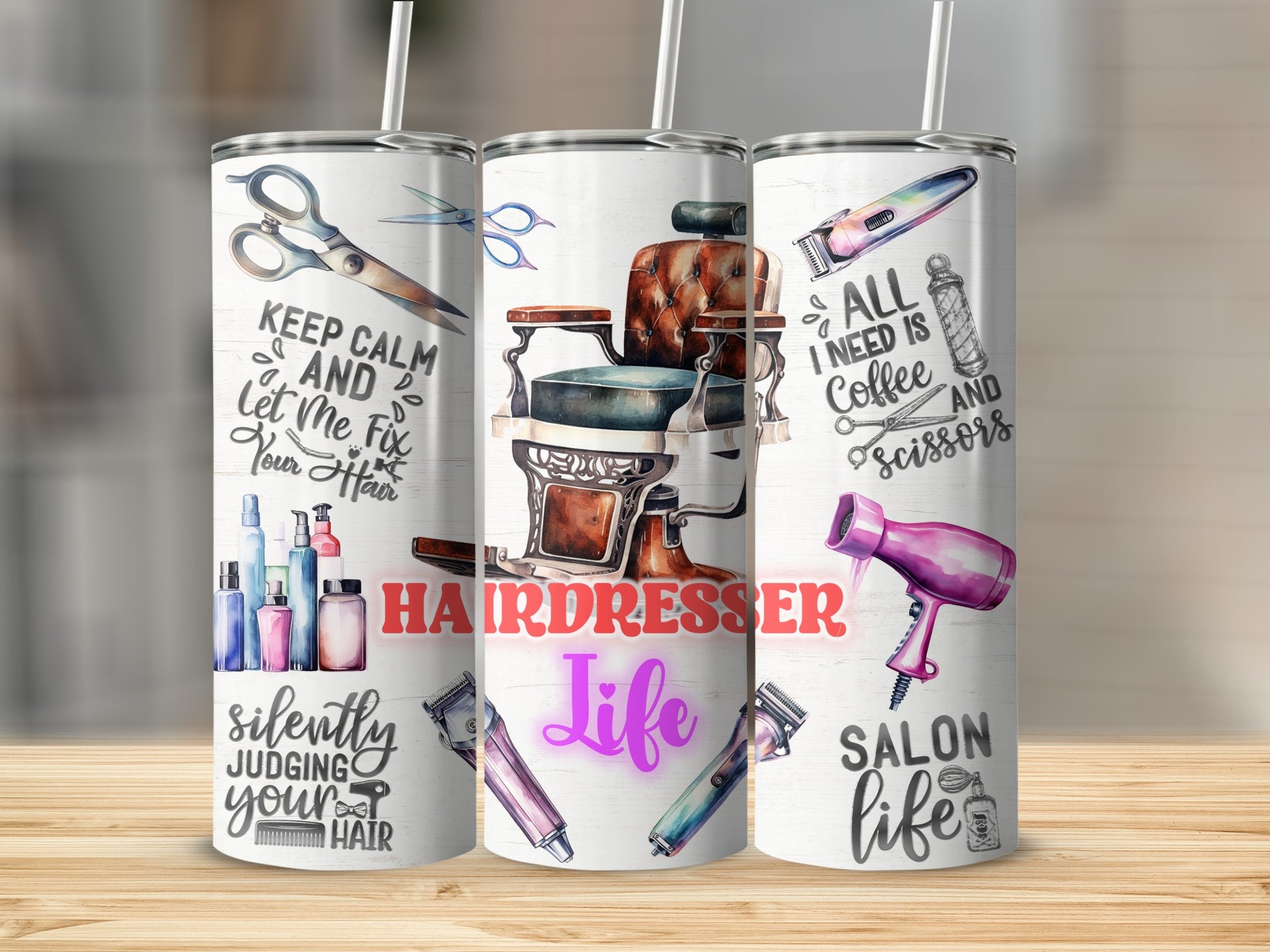 Hairdresser Life Salon Coffee Scissors Hair Keep Calm product type