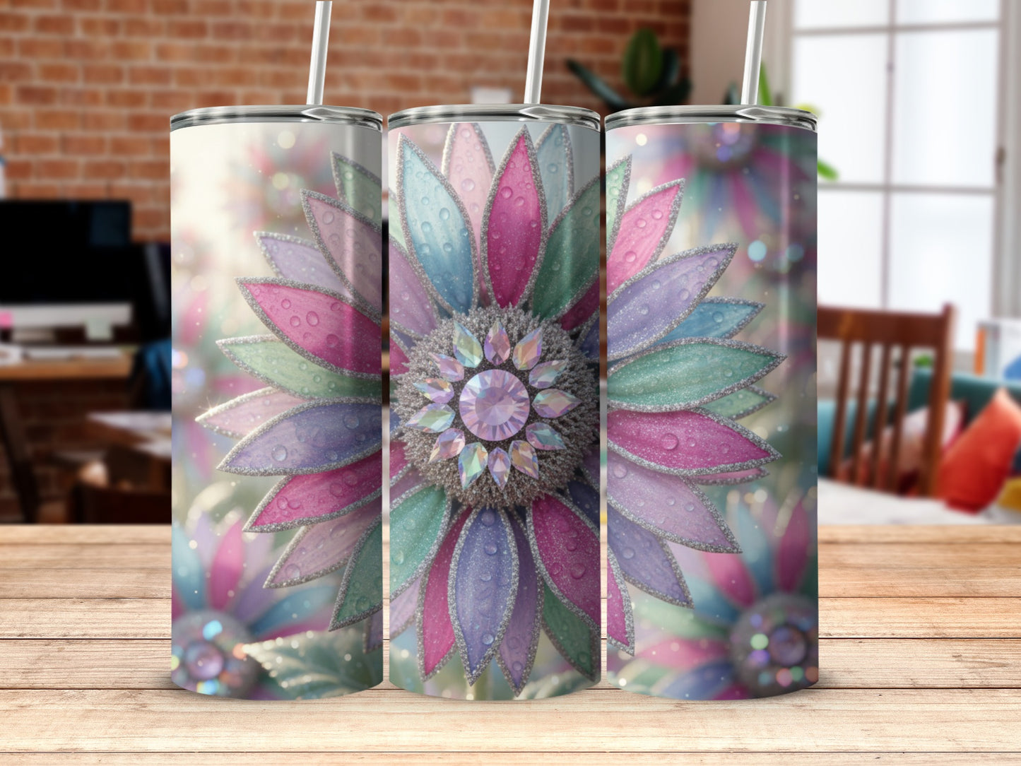 Colorful Glittery Mandala Design Tumbler Product