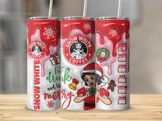 Snow White Coffee Holiday Tumbler with Drink Options