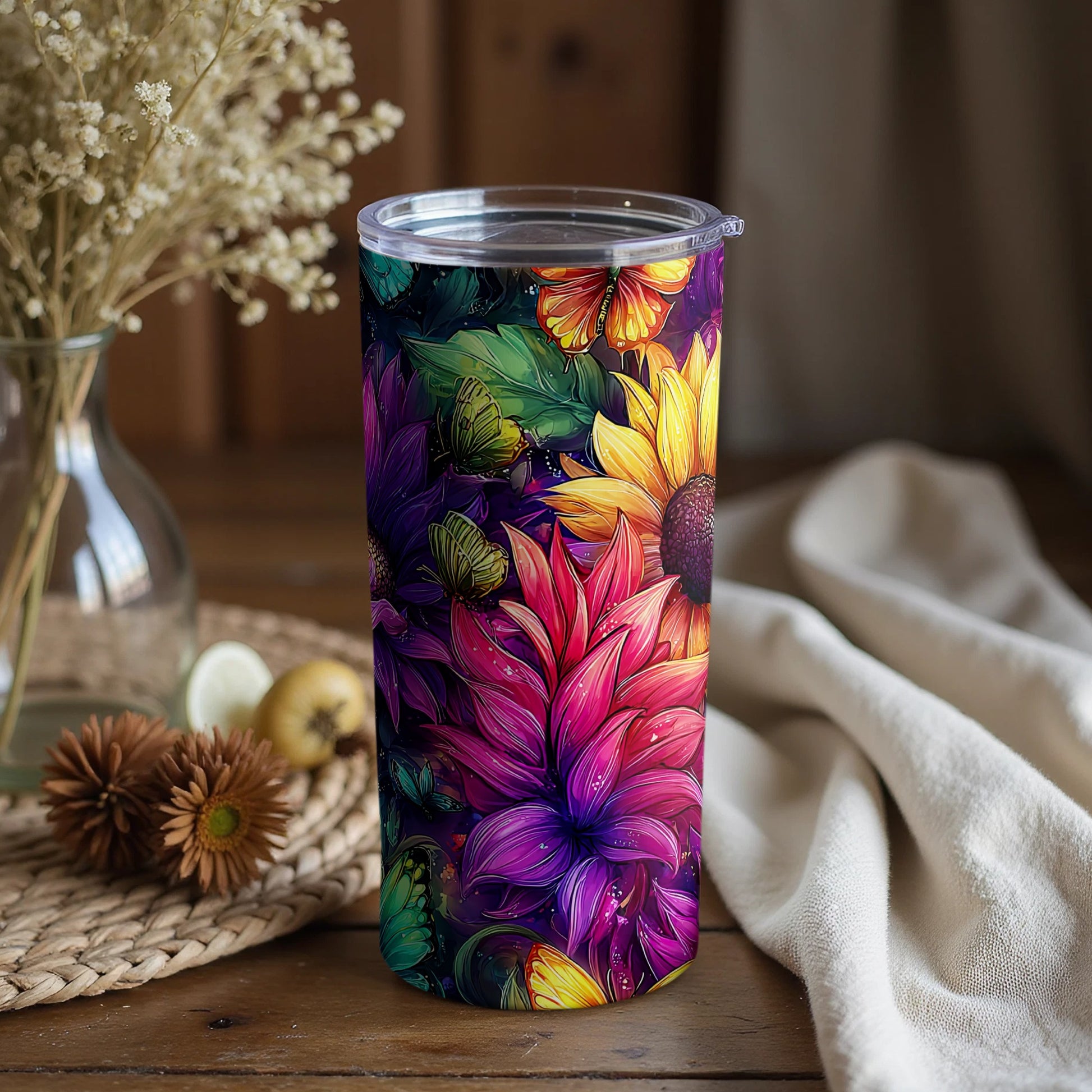Colorful Floral Design Tumbler for Everyday Use