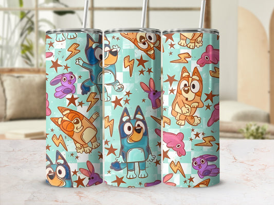 Cute Cartoon Dog and Bunny Pattern Tumbler