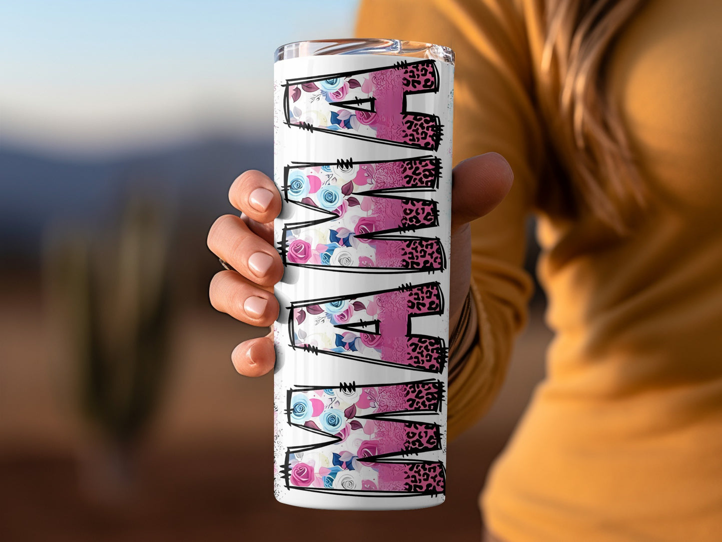 Vibrant Floral MOM Design Custom Tumbler for Drinks