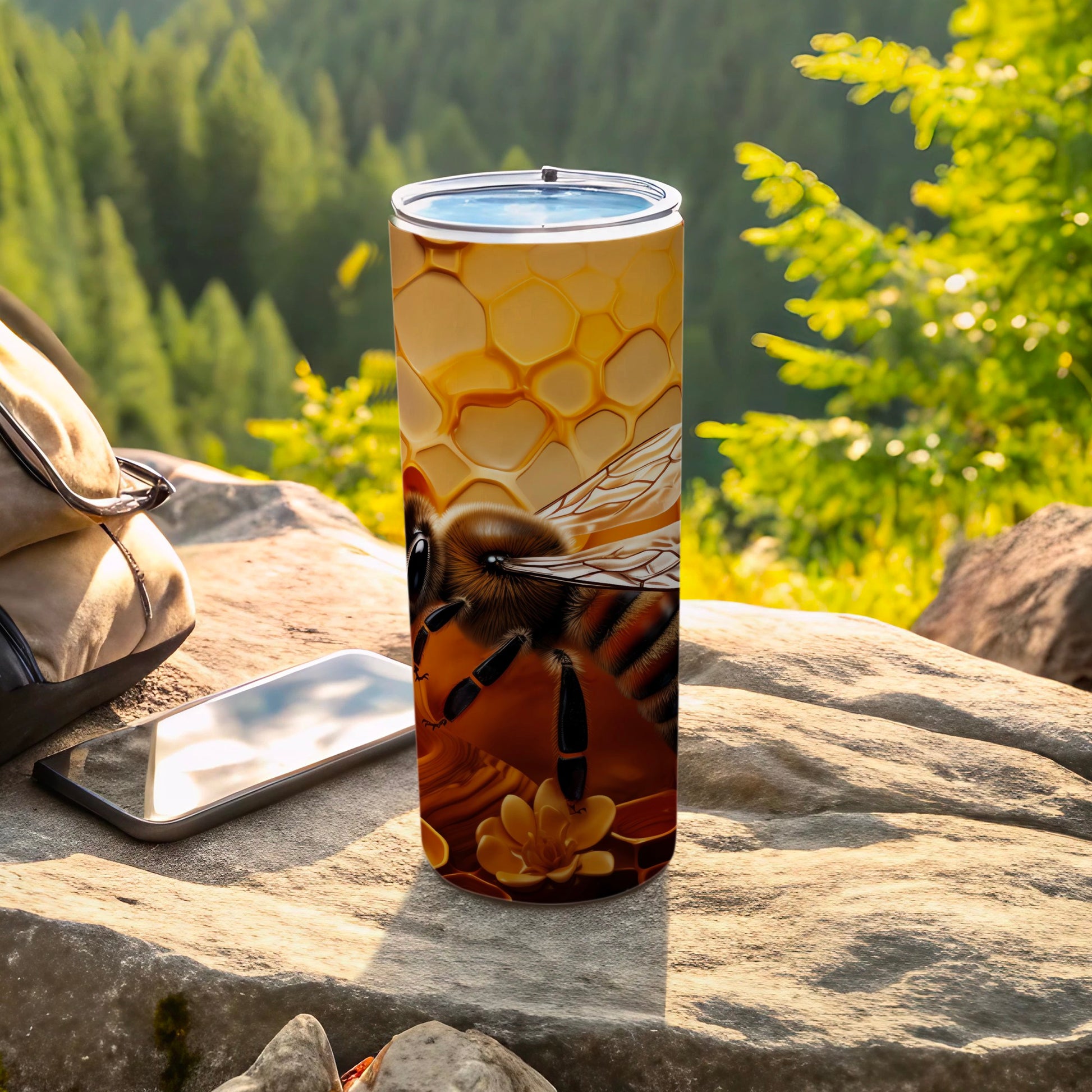 Golden Honeycomb Bee Flower Graphic Tumbler product type