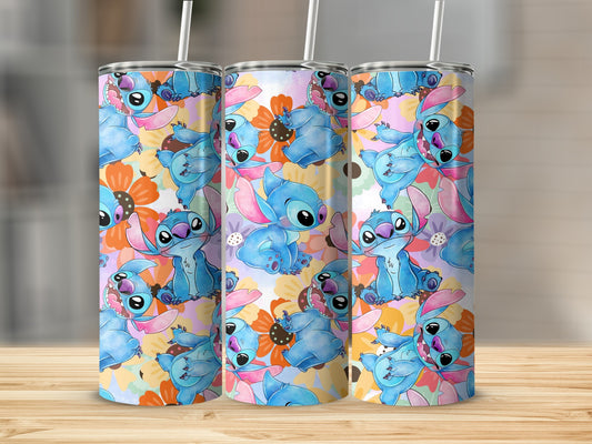 Cute Colorful Stitch Print Travel Tumbler Cup Design