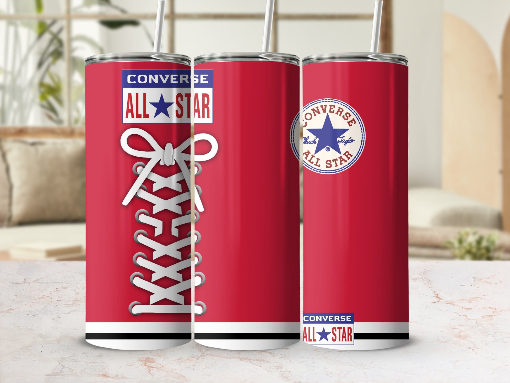 Red Converse All Star shoelace design tumbler product type
