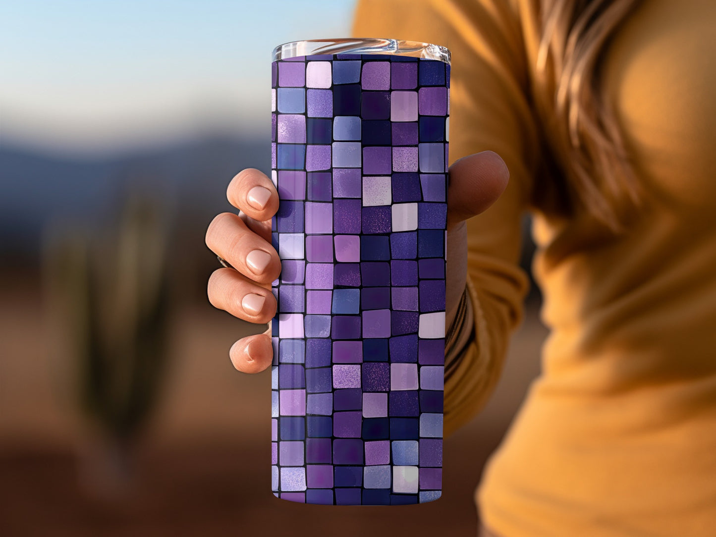 Purple Blue Mosaic Tiles Art Design Pattern Tumblers