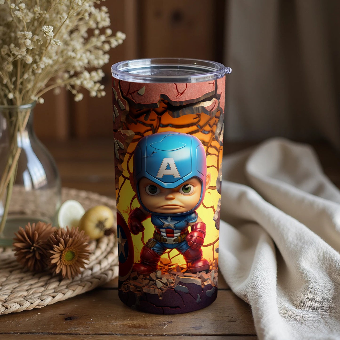Captain with A Shield Shattering Ground Design Tumbler
