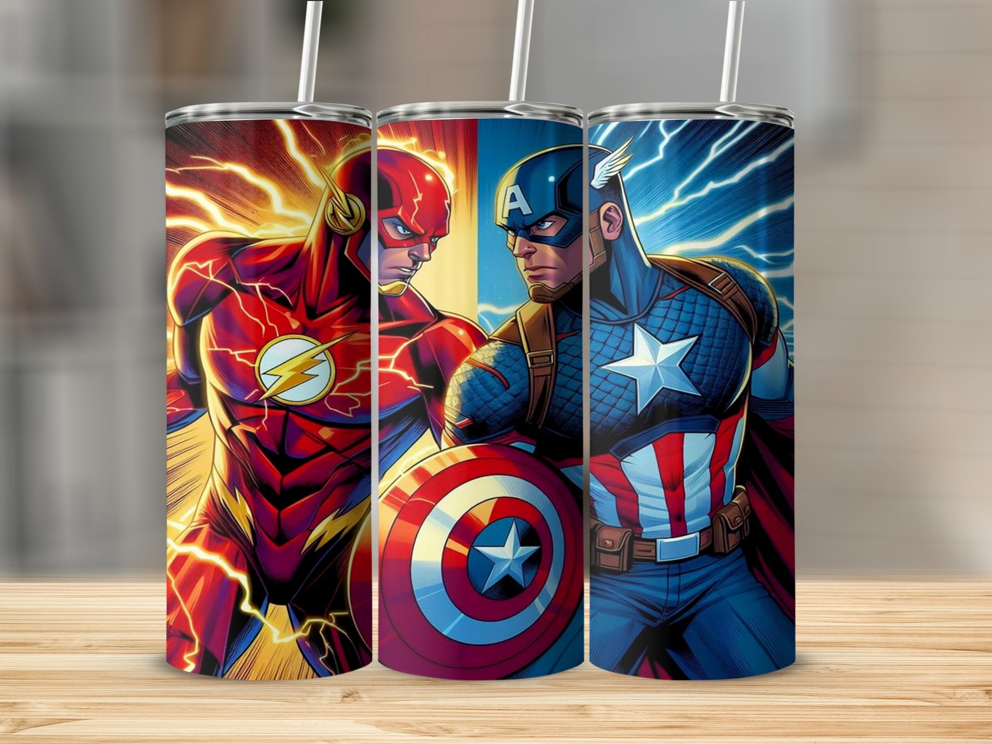 Flash and Captain America Designed Tumbler